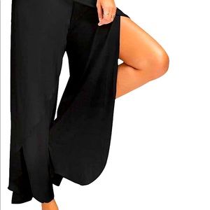 Wide Leg Thigh High Slit Palazzo Pants
